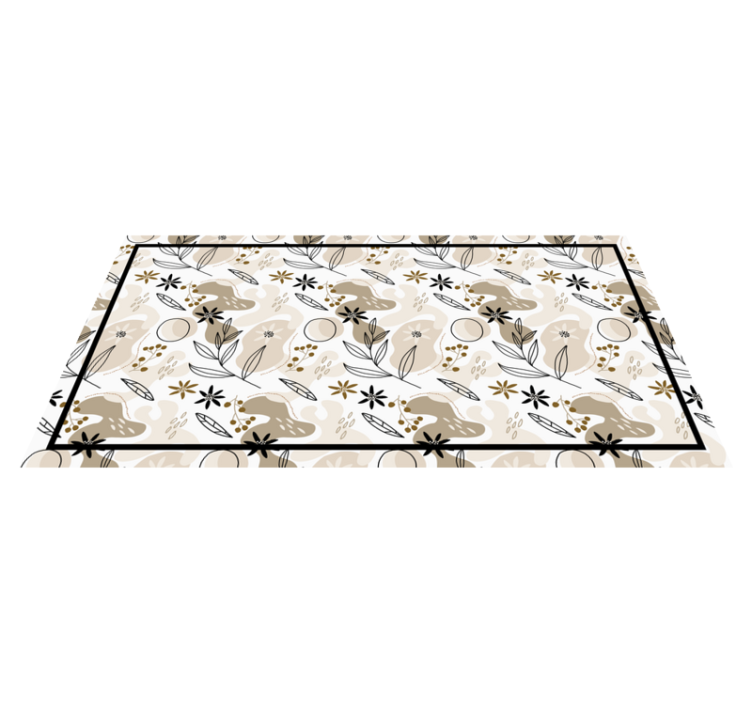 Beige foliage elements flower vinyl rug - TenStickers