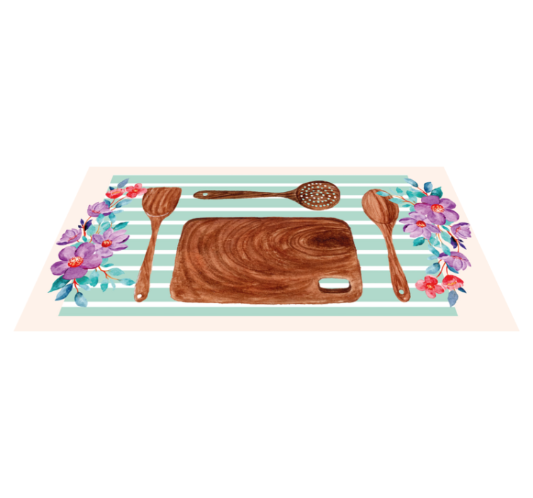 Floral kitchen accessories kitchen vinyl rug - TenStickers