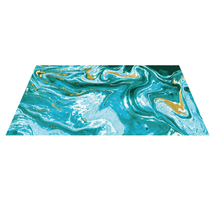 Swirling Aqua Elegance marble vinyl rug - TenStickers