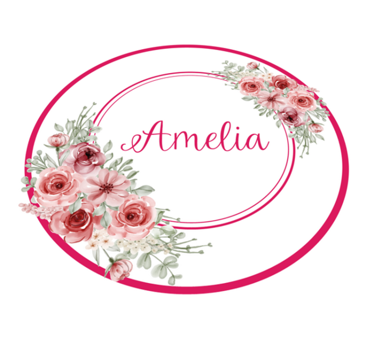 Floral monogram with name bedroom vinyl rug - TenStickers