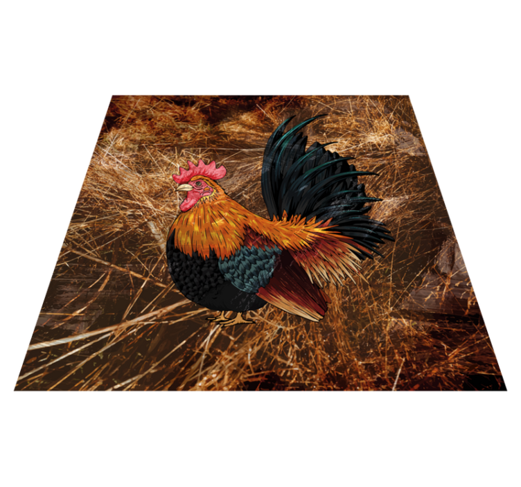 Animal print vinyl rug with colorful rooster design - TenStickers