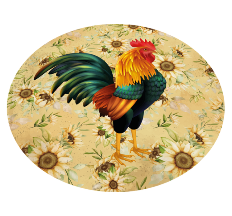 Vibrant rooster display flower vinyl rug - TenStickers