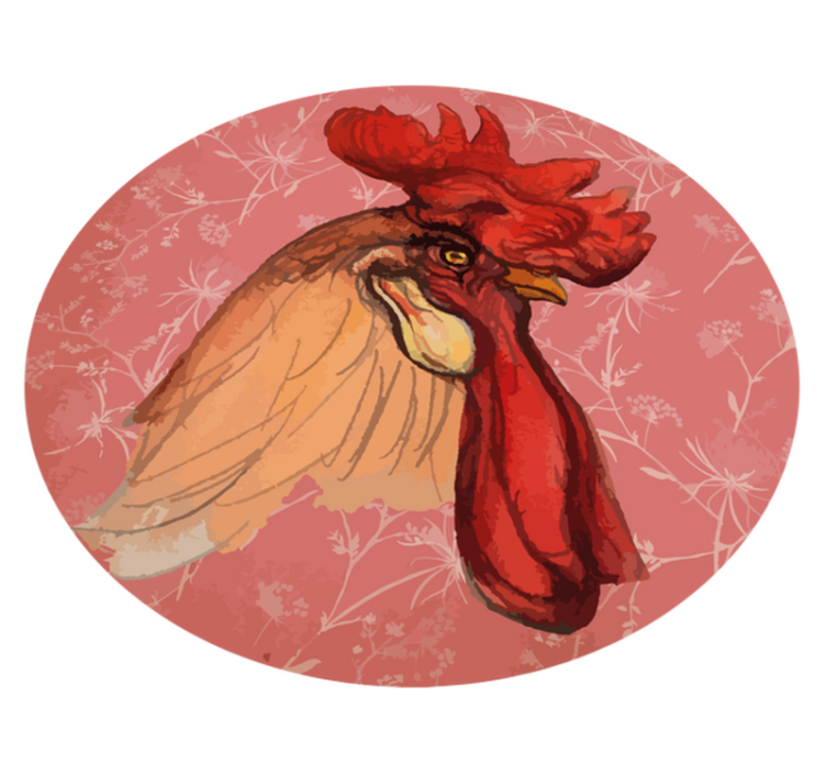 Rooster artwork animal vinyl rug - TenStickers