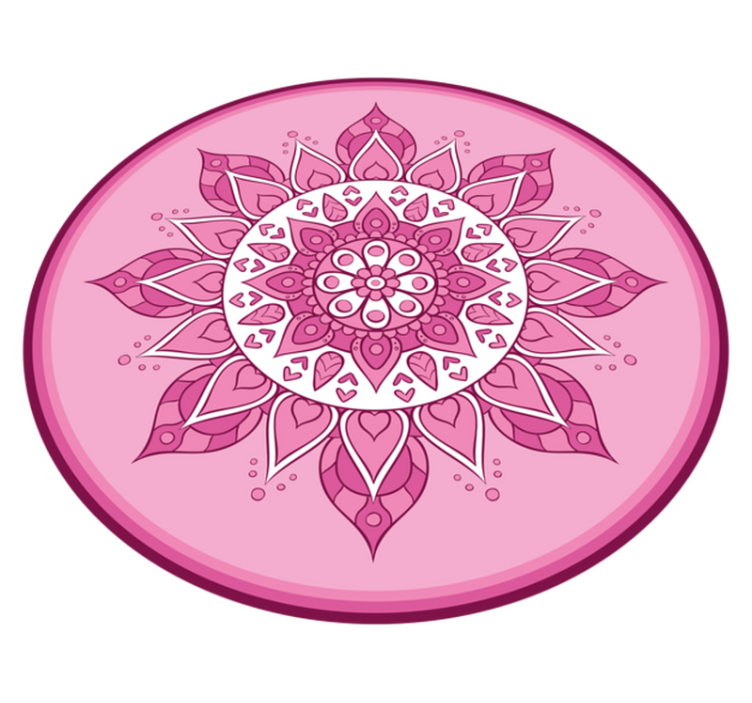 Pink Floral Meditation mandala vinyl rug - TenStickers