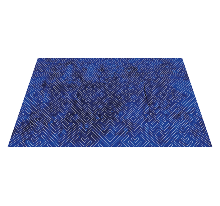 Navy tribal design geometric vinyl rug - TenStickers