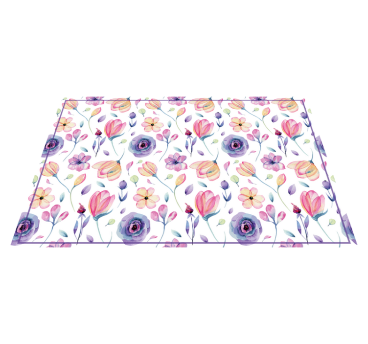 Purple delicate floral pattern nature vinyl rug - TenStickers