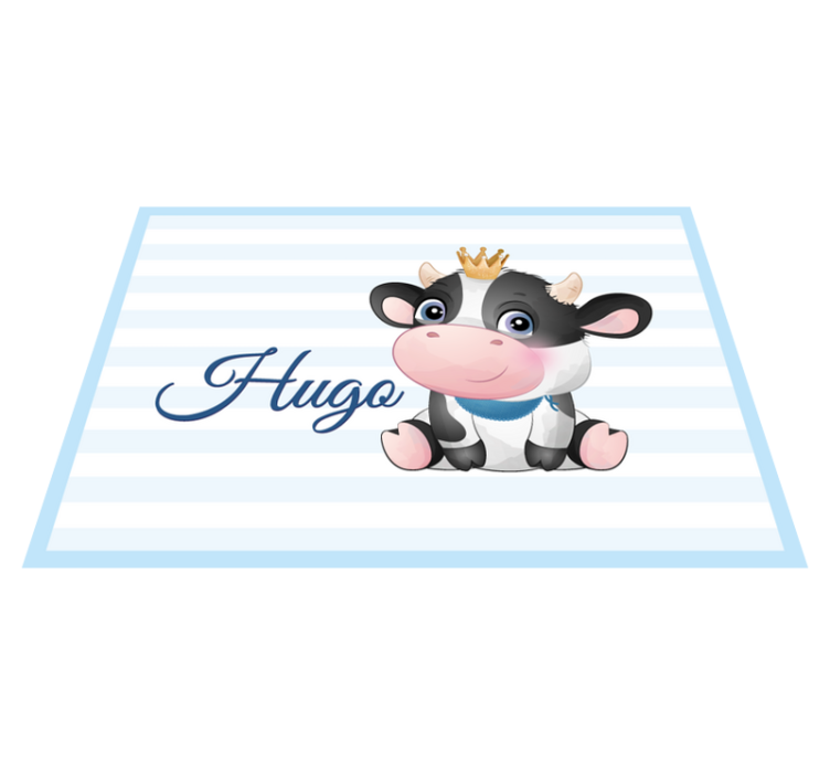 Cute cow for boy with name baby play mat - TenStickers