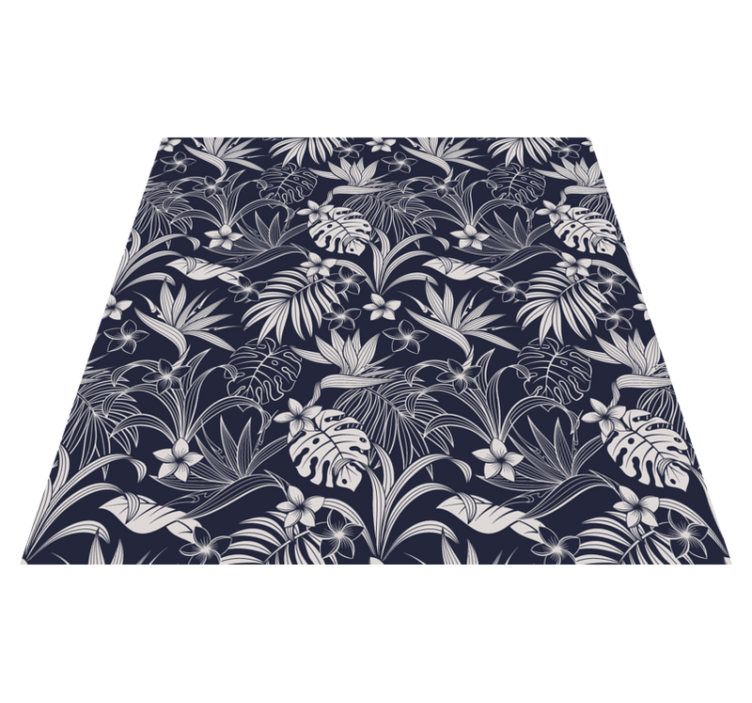 Dark tropical leaves and flowers floral rug - TenStickers