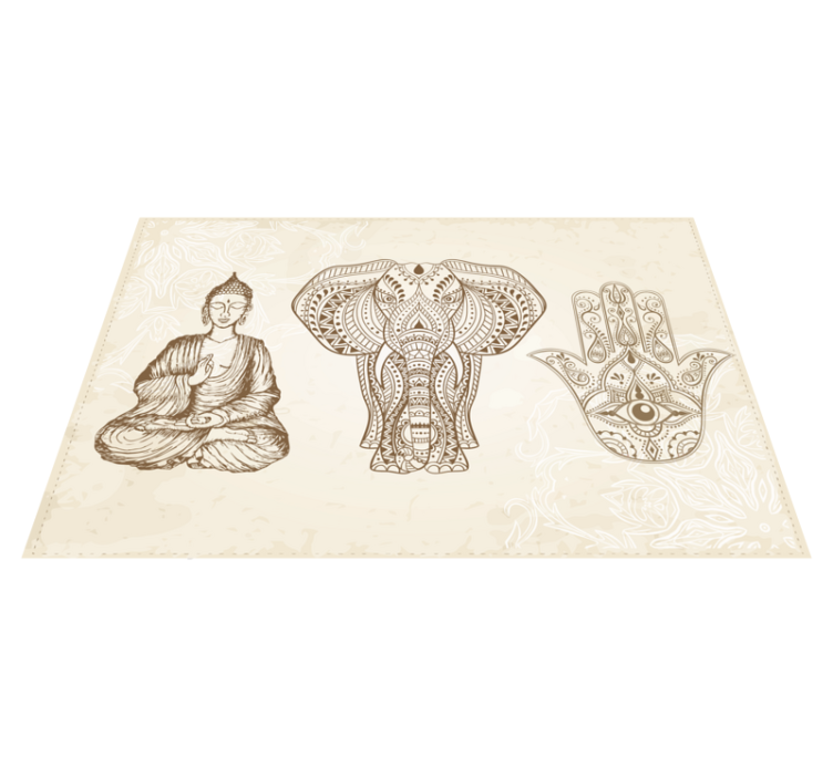 Buddha Elephant Hand mandala vinyl rug - TenStickers