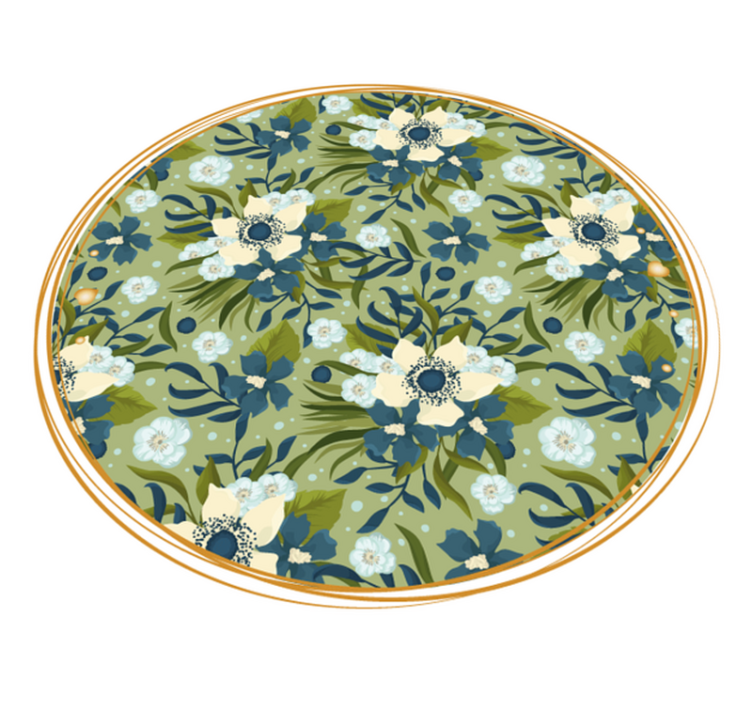 Round Flourishing Motif flower vinyl rug - TenStickers