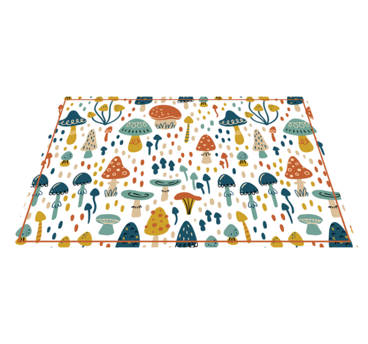 Cute cartoon mushrooms pattern floral rug - TenStickers