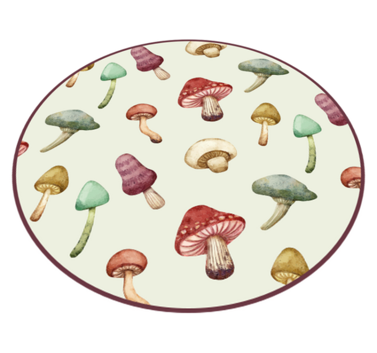 Mushroom Illustrations nature vinyl rug - TenStickers