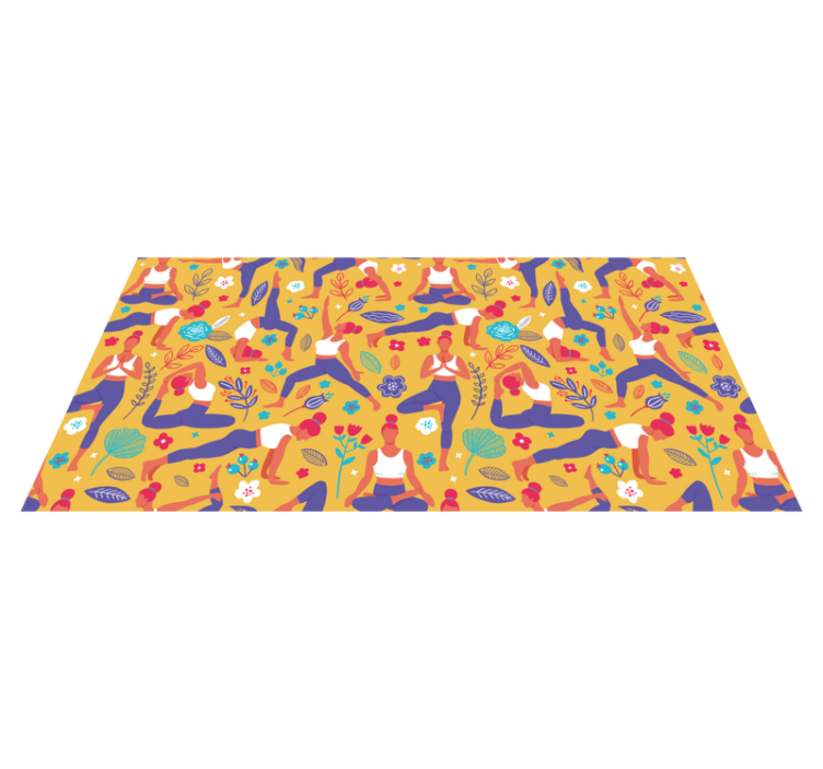Vibrant Yoga Motifs teenager vinyl rug - TenStickers