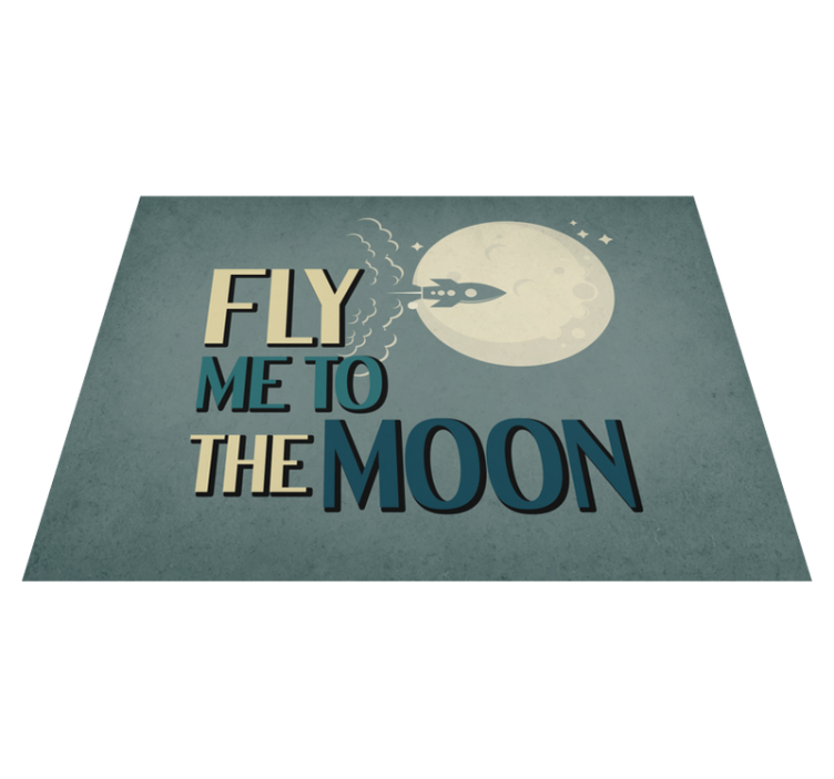 Rocket to Moon minimalist vinyl rug - TenStickers