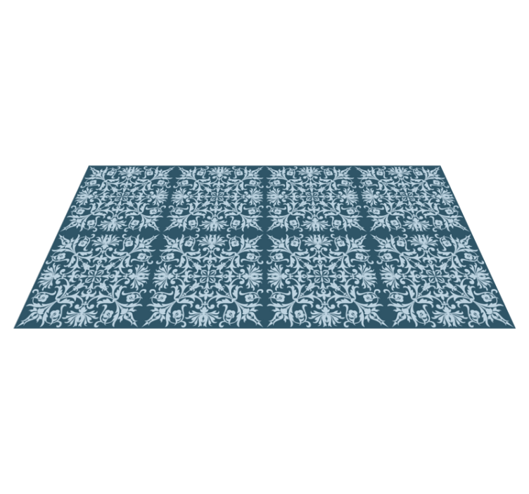 Floral Pattern Blueprint flower vinyl rug - TenStickers
