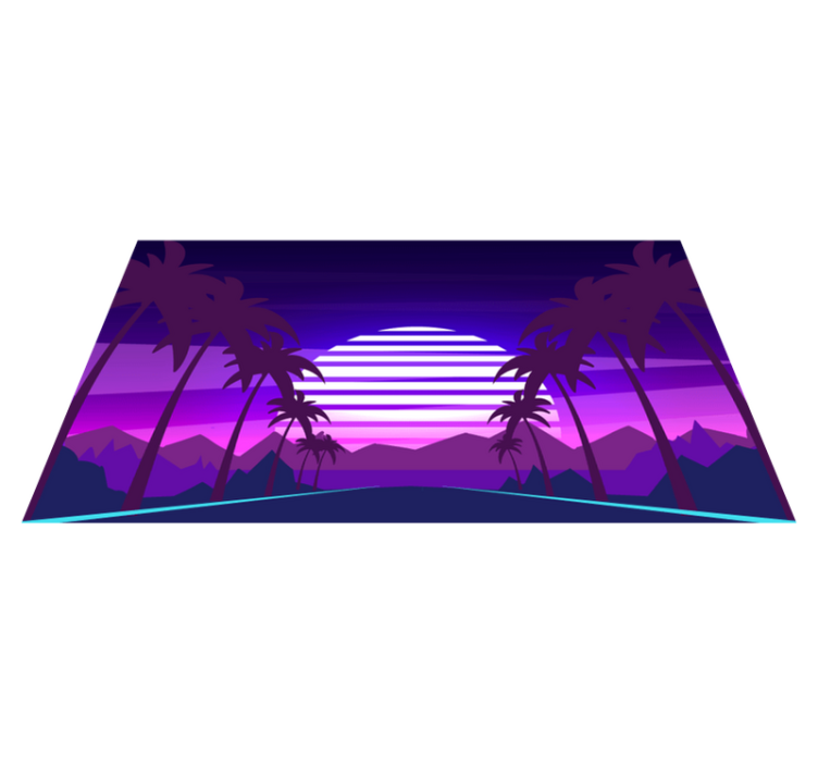 Retro Sunset Aesthetic modern vinyl rug - TenStickers