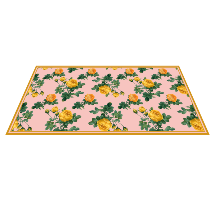 Yellow Rose Botanical floral rug - TenStickers