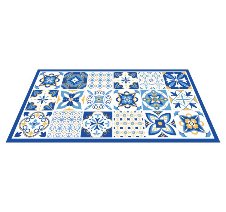 Blue Mediterranean style tile carpet - TenStickers