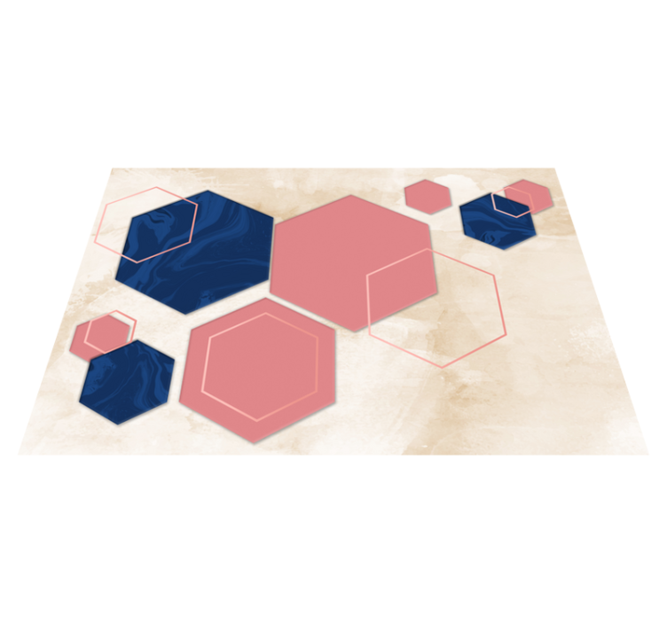 Pastel hexagons geometric art living room rug - TenStickers