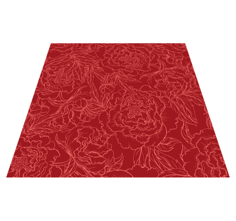 Floral Red Pattern flower vinyl rug - TenStickers