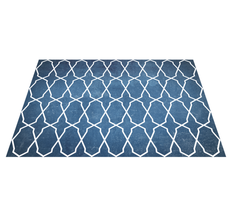 White and blue wavy diamond pattern floor rugs - TenStickers