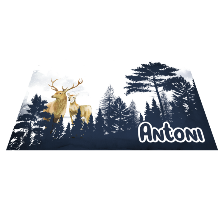 Forest Fauna Silhouette custom vinyl rug - TenStickers