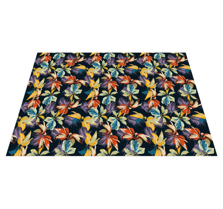 Tropical Botanical flower vinyl rug - TenStickers