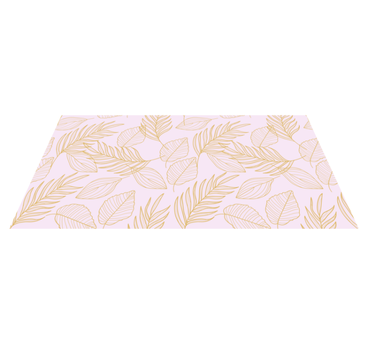 Golden Leaf Pattern Overlay flower vinyl rug - TenStickers