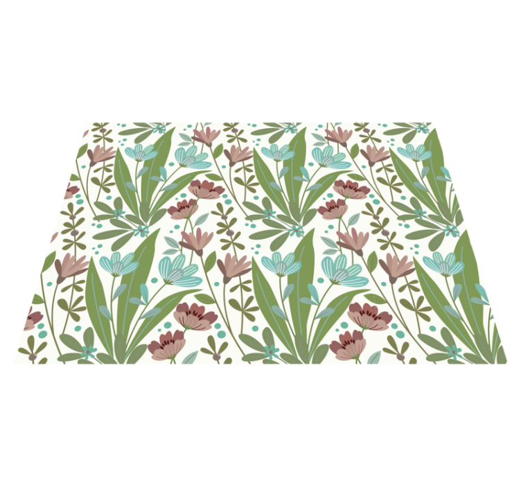 Floral Botanical Pattern flower vinyl rug - TenStickers