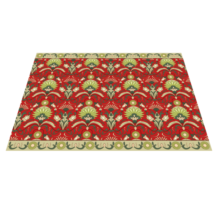 Traditional green deisgn dining room rug - TenStickers