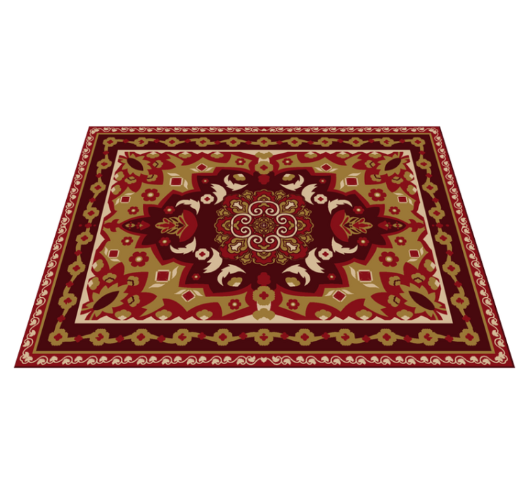 Floral geometric vintage design dining room rug - TenStickers