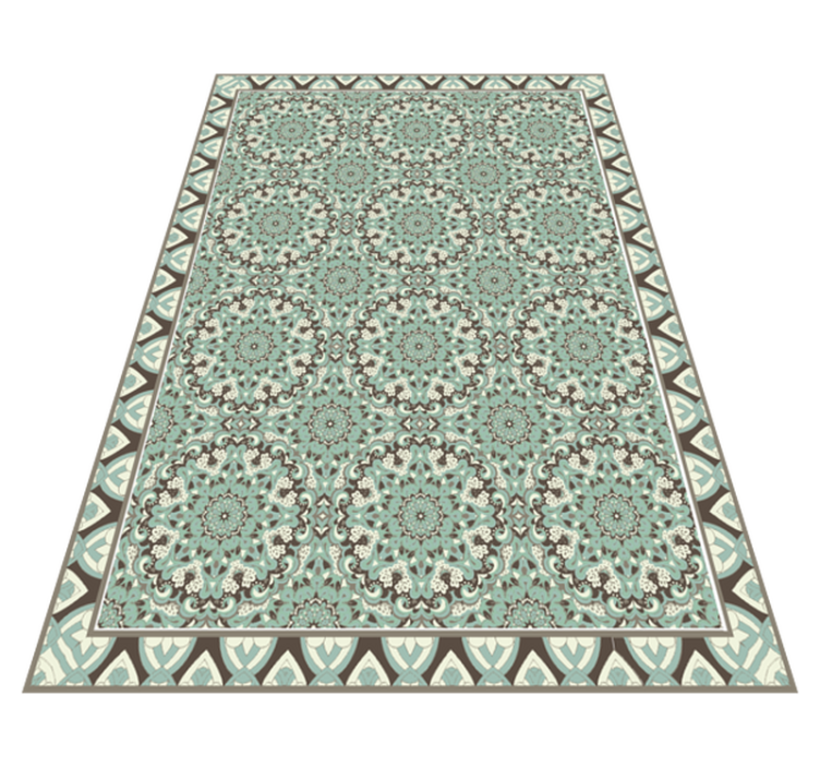 Floral tile pattern dining room rug - TenStickers