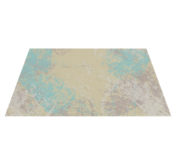 Yellow & Blue abstract design dining room rug - TenStickers