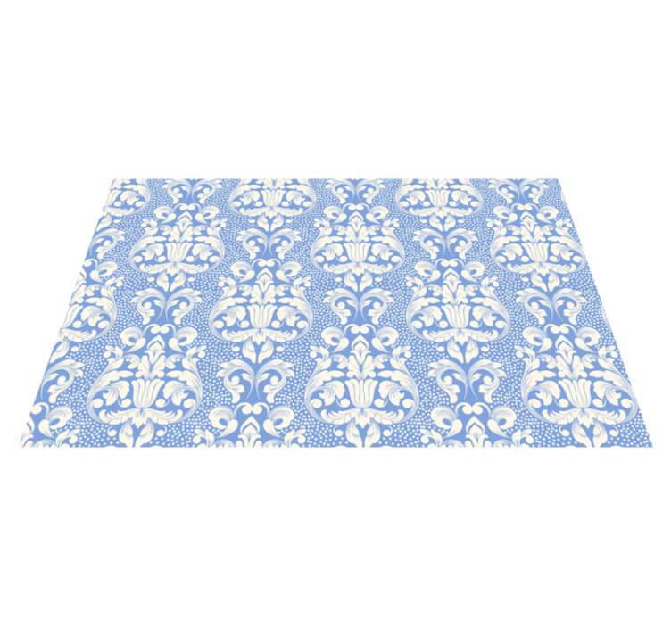 Baroque Blue Pattern tile vinyl rug - TenStickers