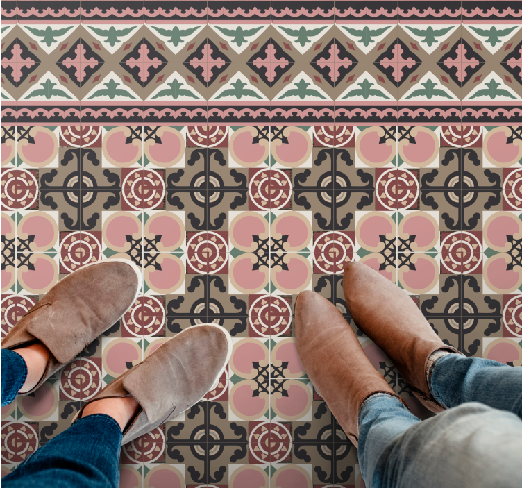 Retro Botanical Motif kitchen vinyl rug - TenStickers