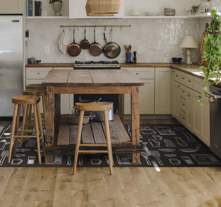 Rectangular kitchen tools modern vinyl rug - TenStickers