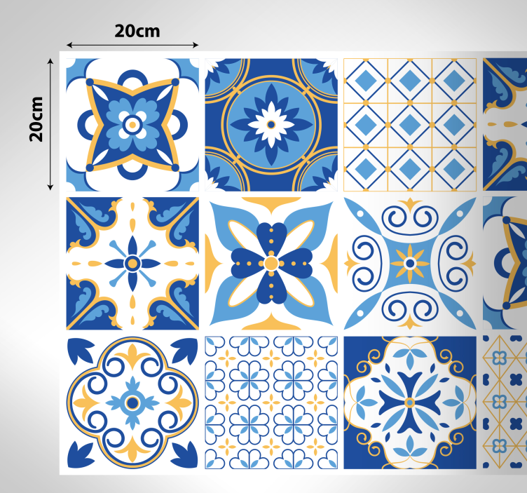 Blue Mediterranean style tile carpet - TenStickers