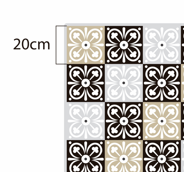 Black white and beige tile vinyl carpet - TenStickers