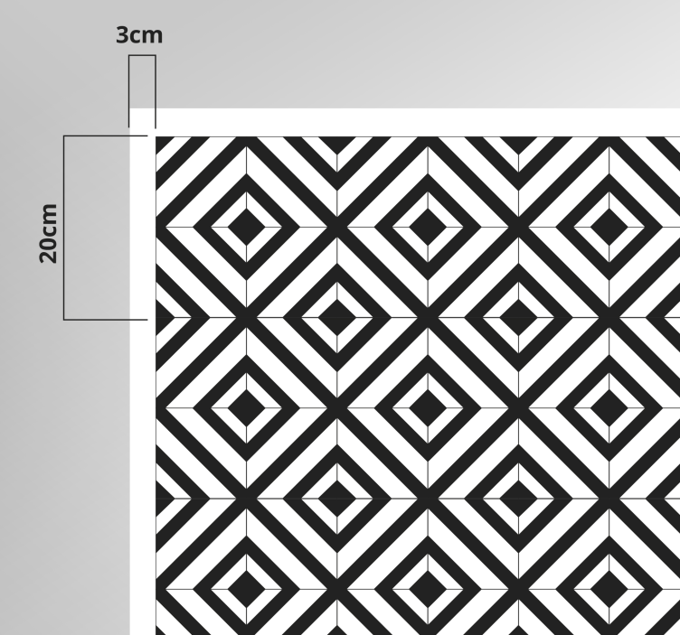 Black and white diamonds geometric vinyl rug - TenStickers