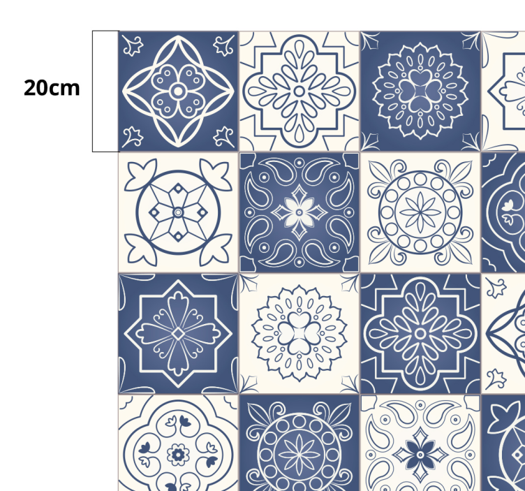 Blue Tile Print modern rug - TenStickers