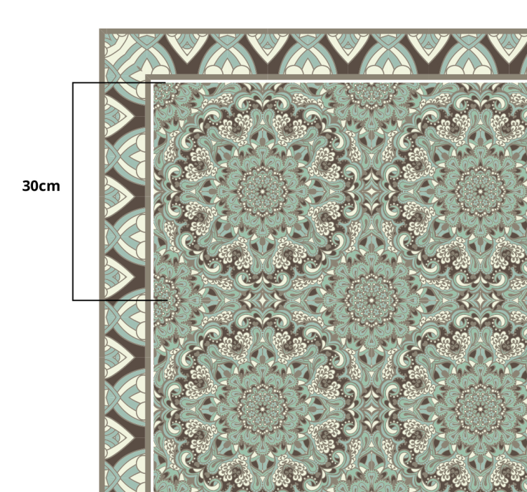 Floral tile pattern dining room rug - TenStickers