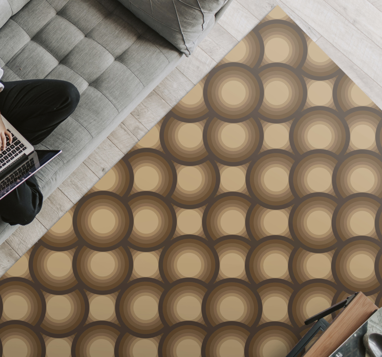70s Brown circles geometric vinyl rug - TenStickers