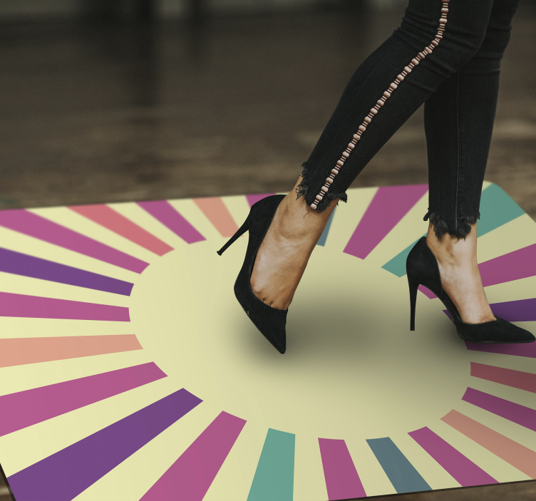 70's Geometric Sun vintage vinyl rug - TenStickers