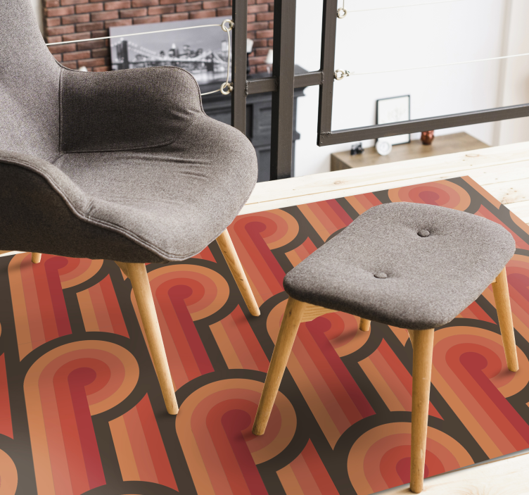 70s Orange knot vintage rug - TenStickers