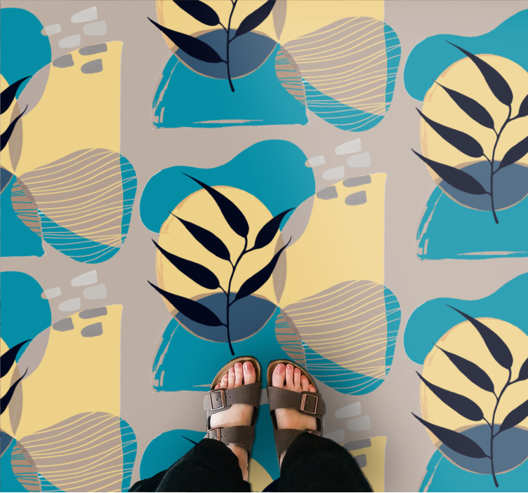 Abstract Botanical Pattern flower vinyl rug - TenStickers