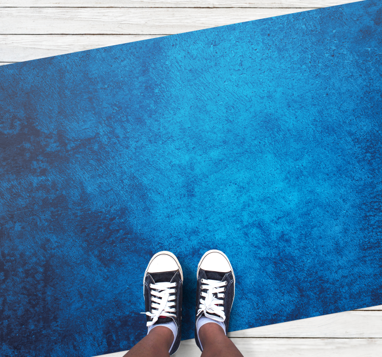 Abstract deep blue  modern vinyl rug - TenStickers