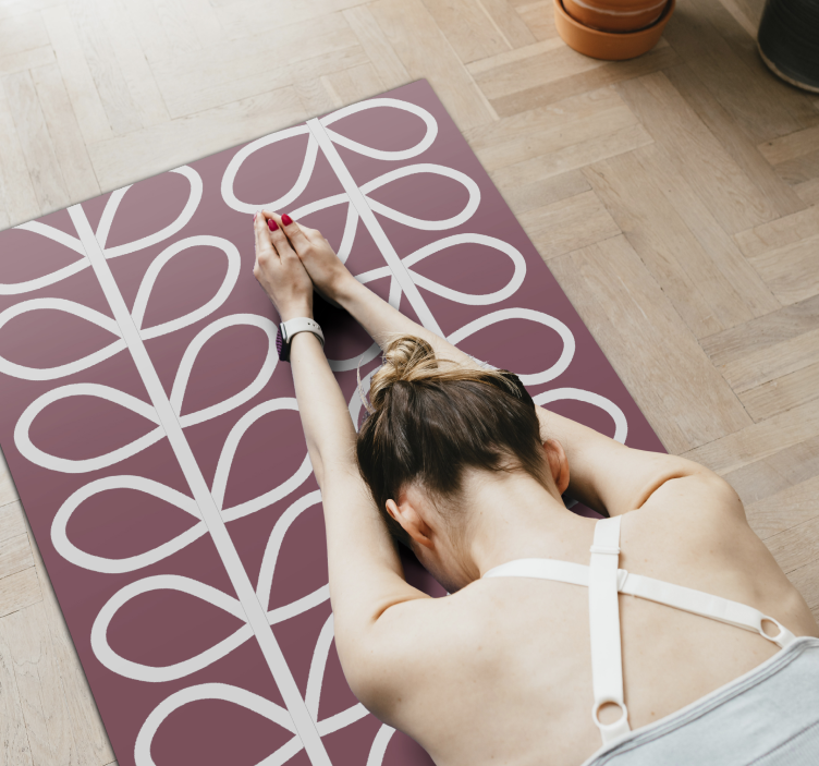 Abstract Leafy Pattern geometric vinyl rug - TenStickers