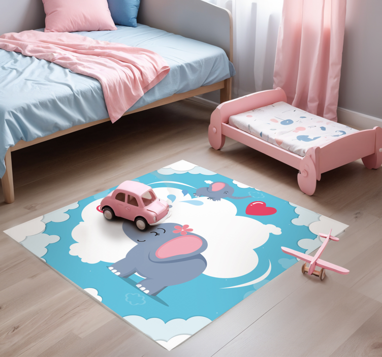 Adorable Elephant Cloudscape nursery rugs - TenStickers