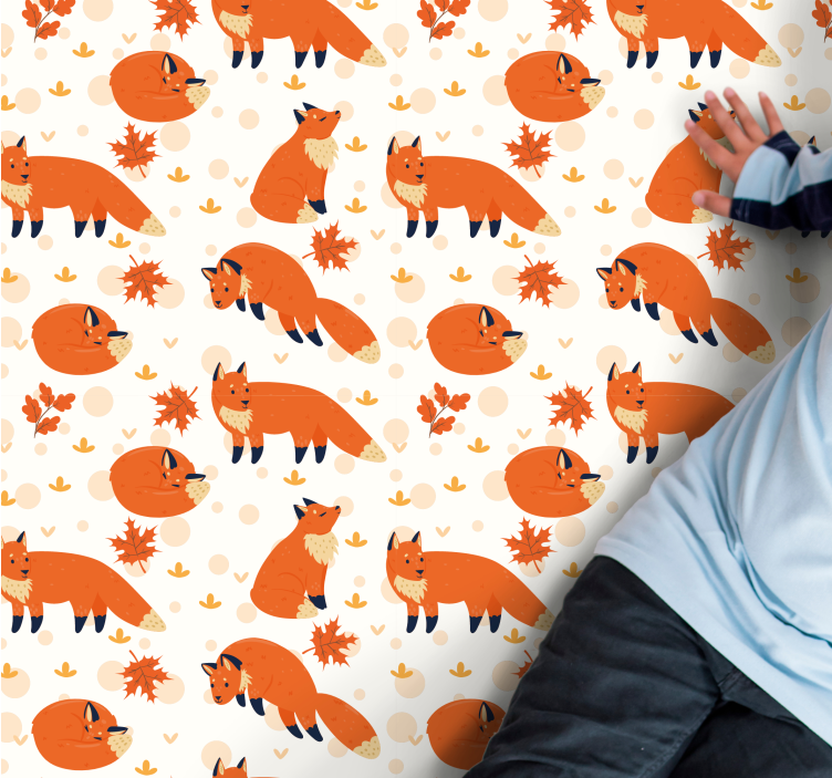 Adorable Fox Patterns nursery vinyl rug - TenStickers