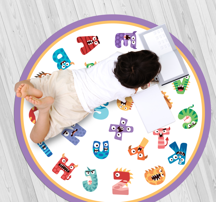 Alphabet circle letter jumble vinyl  rug - TenStickers